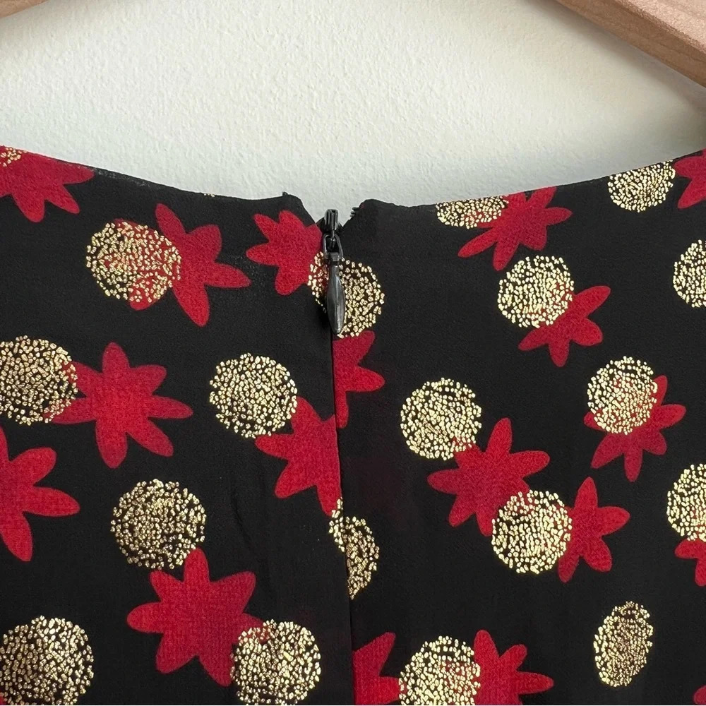 Lane Bryant 18 Surplice Frilly Ruffled Fitted Midi Dress Haley Floral Gold Dot - Picture 10 of 14